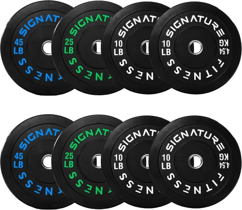 Miniatura 16 de Fitvids Juego de discos de peso olímpicos de goma de 2 pulgadas, juego de discos de parachoques con barra para entrenamiento de fuerza, 180-390