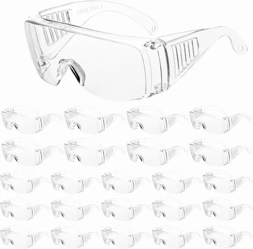 Miniatura 7 de WFEANG Gafas de seguridad transparentes a granel, gafas protectoras ligeras para hombres y mujeres, resistentes a impactos y arañazos, para usar