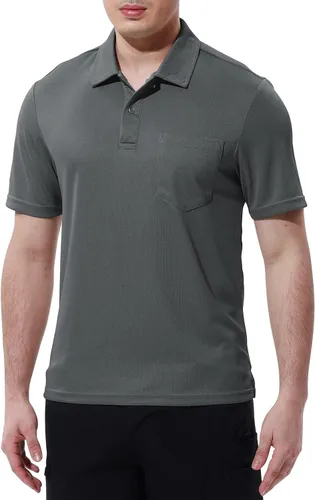 Miniatura 4 de TBMPOY Polo para hombre con bolsillo, manga corta, secado rápido, informal, para deportes al aire libre