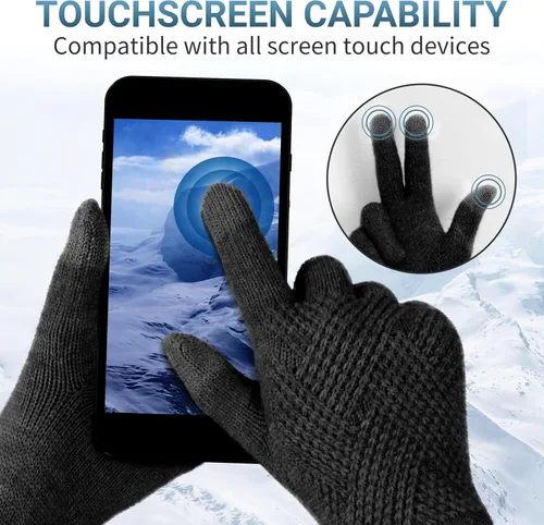 Miniatura 4 de TOBEHIGHER Guantes de invierno Guantes para mujer para clima frío, guantes de invierno para pantalla táctil, guantes de punto de lana de alpaca