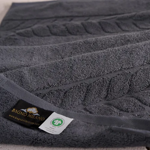 Miniatura 5 de BAGNO MILANO Toallas de baño de algodón turco orgánico, colección jacquard de lujo, certificadas orgánicas altamente absorbentes, juego de toallas