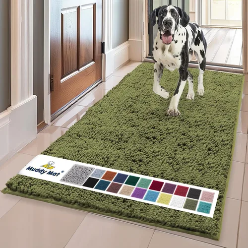 Miniatura 29 de Muddy Mat® Mostrado en la televisión - Tapete de microfibra súper absorbente para puerta de perro para patas fangosas, antideslizante y lavable