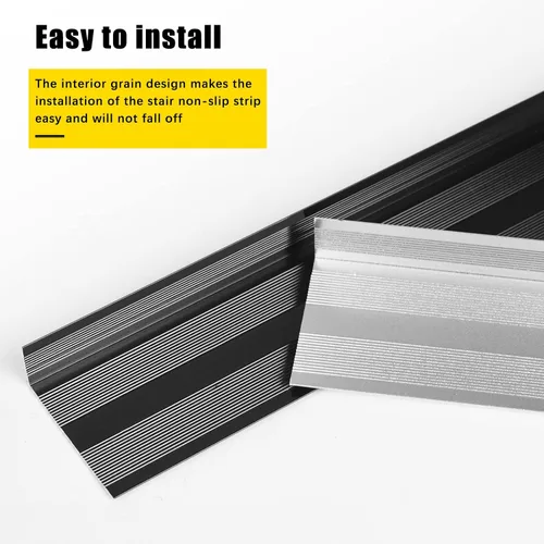 Miniatura 7 de 10 protectores de nariz de aleación de aluminio para escaleras, tiras antideslizantes de 2 x 0.75 x 48 pulgadas para escaleras y borde de piscina