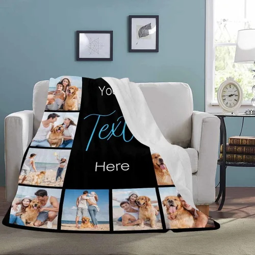 Miniatura 3 de Manta personalizada con texto y 14 fotos, manta familiar de Navidad personalizada para cumpleaños, San Valentín, regalos conmemorativos hecha