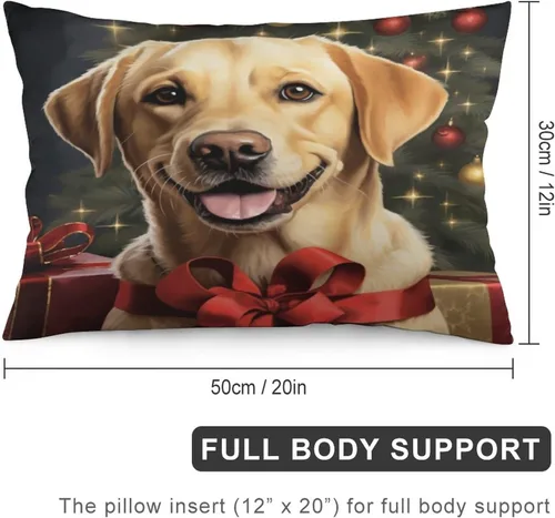 Miniatura 2 de Yellow Lab - Fundas de cojín de Navidad de 12 x 20 pulgadas, diseño de retrato de perro amarillo serio, labrador retriever, fundas de almohada