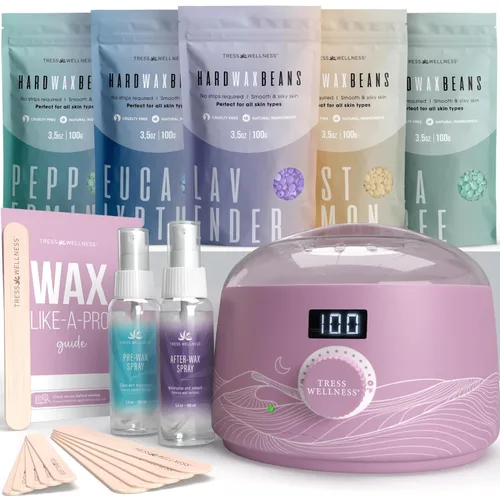 Miniatura 23 de Kit de depilación Tress Wellness para piel sensible, seguro para cara y piel, spray de preparación y cuidado posterior, fácil de usar, kit para uso