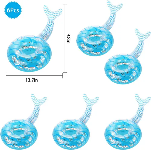 Miniatura 2 de LIYDE - Paquete de 6 soportes inflables para bebidas de sirena, flotadores flotantes para bebidas de piscina, soporte para bebidas para piscina