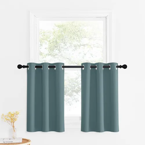 Miniatura 252 de NICETOWN Cortinas opacas de cocina para ventana sobre el fregadero, aislamiento térmico, decoración del hogar, pequeños niveles opacos con ojales