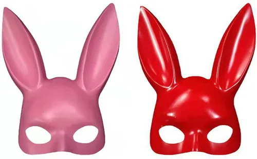 Miniatura 5 de Máscara de fiesta de Navidad, máscara de fiesta de Halloween, máscara de conejo linda máscara de bar KTV Party Bunny Mask (rojo)