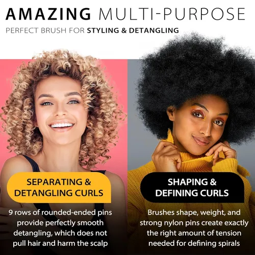 Miniatura 4 de 2 cepillos de pelo para mujeres y hombres, 7 filas y 5 filas, rizado, húmedo o seco, cepillos clásicos para cabello grueso natural, separación