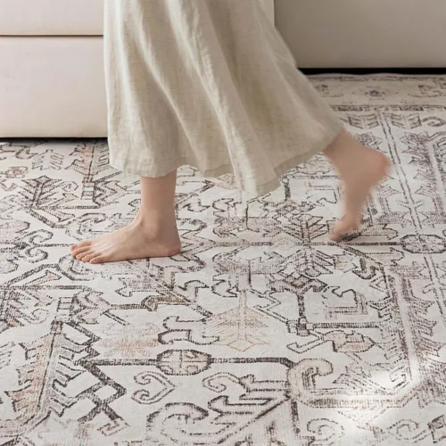 Miniatura 141 de jinchan Lima - Alfombra simétrica floral geométrica lavable, alfombra de entrada de medio círculo de 2 x 3, alfombra de media luna, suave y Azul