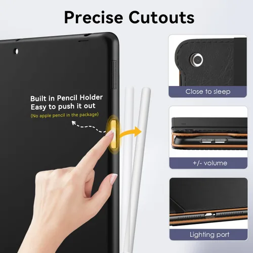 Miniatura 5 de OKP Funda para iPad de 9ª generación 2021/8ª generación 2020/7ª generación 2019 de 10.2 pulgadas, funda con visión multiángulo, cuero PU con soporte