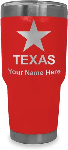 Miniatura 11 de LaserGram Vaso aislado al vacío de 20 onzas, bandera de Texas, grabado personalizado incluido (negro)