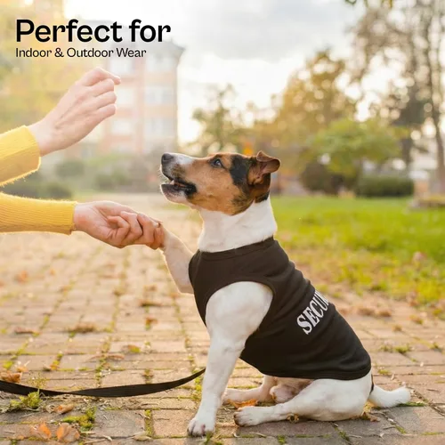 Miniatura 4 de Camiseta para perro Parisian Pet con palabra "Security" bordada Camiseta sin mangas para perros - 100% algodón, transpirable Camiseta de seguridad