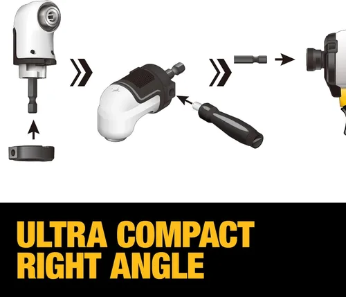 Miniatura 7 de DEWALT Adaptador de taladro de ángulo recto FLEXTORQ, sistema 4 en 1, eje flexible recto compacto de 12 pulgadas, adaptador de taladro de 90 grados