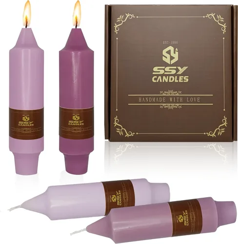 Miniatura 22 de Velas cónicas cortas de 5 pulgadas, velas sin aroma hechas a mano, juego de 4 con tiempo de combustión largo, velas retorcidas para boda, hogar