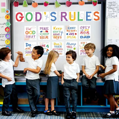 Miniatura 4 de Póster de 20 piezas con versículo bíblico cristiano de los Diez Mandamientos, póster inspirador de las Escrituras religiosas, póster de pared