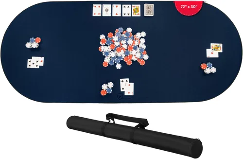 Miniatura 15 de Alfombrilla para Juego de Mesa 42 x 66 Pulgadas, Alfombrilla Mahjong para Mesa con Bolsa de Transporte, Alfombrilla de Neopreno Antideslizante, Azul