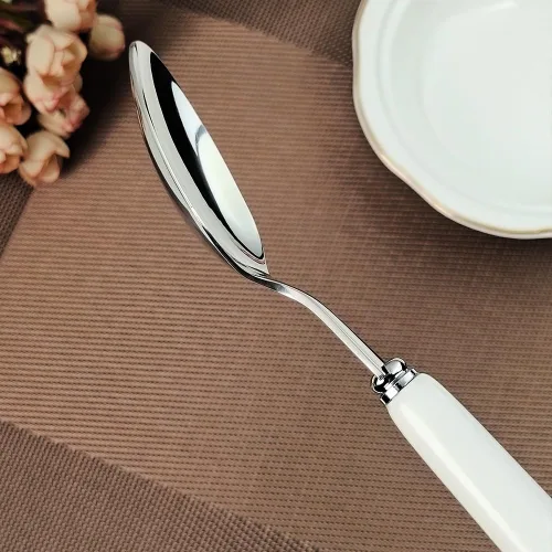 Miniatura 5 de MEIYAHOME 3 cucharas de cena fina de acero inoxidable 18/10 con borde redondo, cuchara de postre SUS304, 3