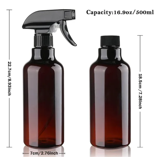 Miniatura 5 de Botellas de spray de plástico Hethyo Botellas de spray vacías 16.9oz/500ml Paquete de 2 botellas de pulverización resistentes Botella de agua