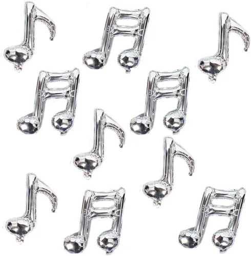 Miniatura 26 de 10 piezas de globos de nota musical negros de Mylar de 17 pulgadas, globos de feliz cumpleaños, globos de música para usar en cumpleaños, fiesta