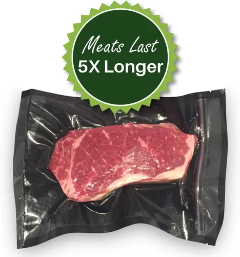 Miniatura 6 de FoodVacBags Bolsas de sellado al vacío con cremallera de 6 x 10 pulgadas, parte trasera negra, parte delantera transparente (50 unidades)