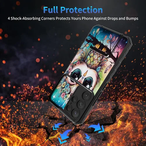 Miniatura 137 de Funda para Samsung Galaxy S22 Ultra 5G, Galaxy S22 Ultra con cubierta de cámara deslizante, funda resistente de doble capa con función atril Black