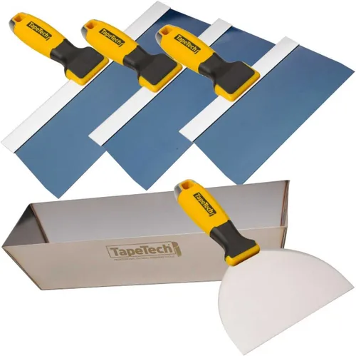 TapeTech Kit combinado completo de bandeja de cuchillos de acero azul para cinta de yeso