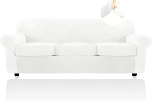Miniatura 59 de FestiCorp Funda de sofá de terciopelo, fundas de sofá para sofás de 3 cojines, funda elástica de 4 piezas para sofá, fundas gruesas de muebles
