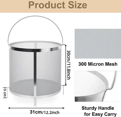 Miniatura 5 de Gekufa Hop Filter - Filtro de acero inoxidable 304 de 300 micras, 11.8 x 12.2 pulgadas, colador seco de lúpulo para cerveza casera, cerveza, vino