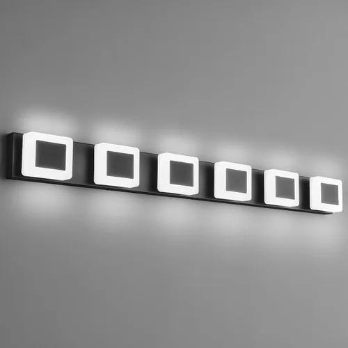 6 luces LED de baño sobre espejo negro acrílico moderno luces de tocador regulables luz de pared baño tocador accesorios