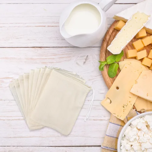 Miniatura 7 de 100 bolsas de estopilla para colar, bolsas de muselina reutilizables con filtro de té, filtro de té con leche, colador de queso, ropa de queso