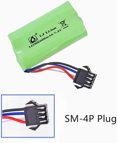 Miniatura 2 de CBB Batería recargable de iones de litio de 7.4 V 600 mAh con enchufe SM-4P y cable de cargador para pistolas de aire comprimido