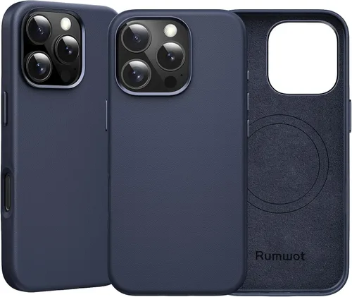 Miniatura 11 de Funda de cuero genuino para iPhone 13 Pro, cuero de grano completo, compatible con MagSafe y carga inalámbrica, bisel de la cámara con botones