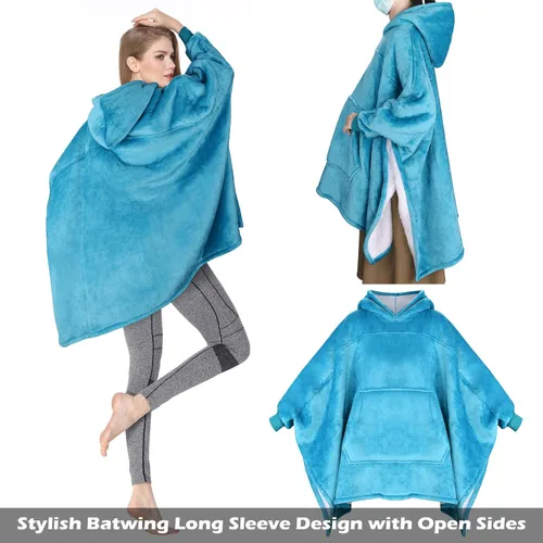 Miniatura 5 de Tirrinia Manta con capucha de gran tamaño, sudadera con manga de murciélago, acogedora manta Sherpa enorme regalo para mujeres adultas
