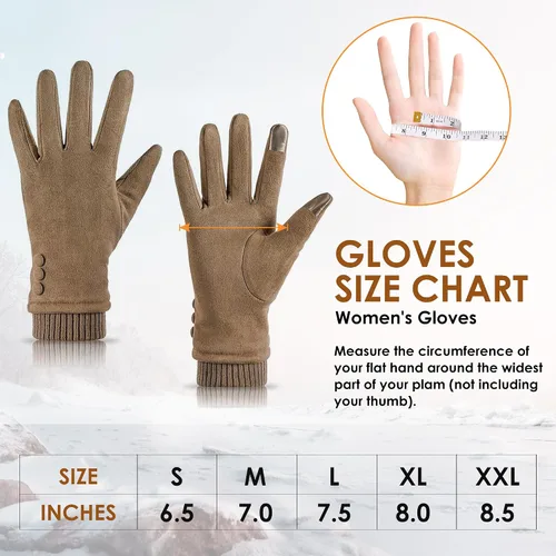 Miniatura 6 de Dsane Guantes de invierno para mujer, resistentes al viento, con forro polar, gruesos y cálidos