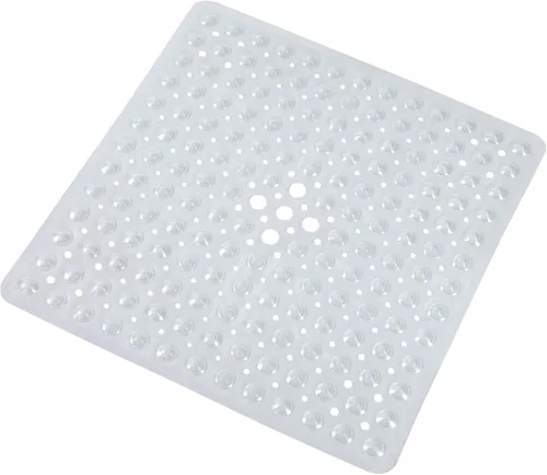 Miniatura 33 de Almohadilla de ducha antideslizante para bañera, 21 x 21 pulgadas, suave, de gran tamaño, lavable a máquina, con orificios de drenaje, ventosa