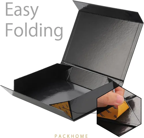Miniatura 5 de PACKHOME Caja de regalo de 11.5 x 8 x 2.5 pulgadas, caja resistente para camisas con tapa magnética para múltiples ocasiones (negro brillante)