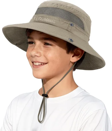 Miniatura 21 de Sombrero de sol para niños con protección solar UPF 50+, sombrero de pescador para niños y niñas, ala ancha, verano, playa, pesca, safari, sombrero