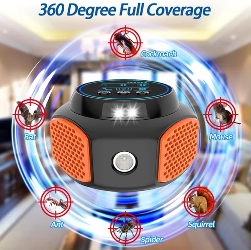 Miniatura 3 de Repelente ultrasónico para ratones, repelente ultrasónico de roedores con enchufe, repelente de ratones de 360° para interiores con altavoz