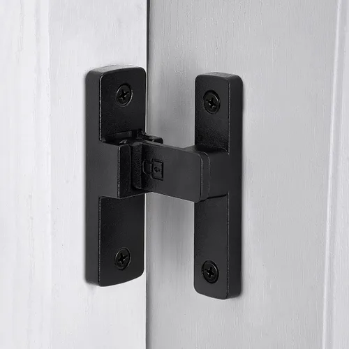 Miniatura 7 de INIRET Pestillos de puerta de granero negro mate, cerradura de puerta de 180 grados, herrajes para puerta abatible, cerradura de puerta de aleación
