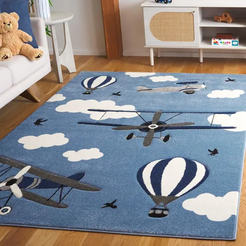 Miniatura 10 de SAFAVIEH Carousel Kids Collection - Alfombra decorativa de 2 pies 3 pulgadas x 4 pies, gris claro y rojo, no desprende pelusa y de fácil cuidado
