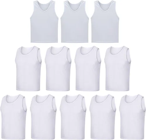 Miniatura 10 de Paquete de 12 chalecos Scrimmage, camisetas de entrenamiento de equipo/pinnies deportivos/camisetas de práctica/baberos de fútbol con bolsa de Azul