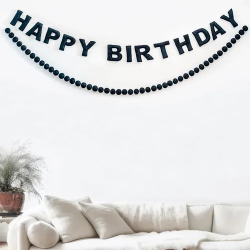 Miniatura 7 de Meygajoe - Cartel de feliz cumpleaños de fieltro preencordado, guirnalda reutilizable, decoración de pancarta de cumpleaños, letrero personalizado