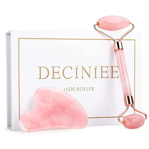 Deciniee Herramientas de rodillo facial Gua Sha: herramientas faciales de rodillo de jade para el cuidado de la piel - Masajeador facial para cara,