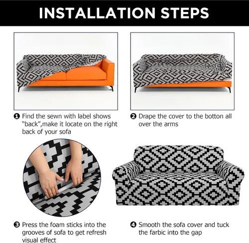 Miniatura 3 de Peryiter Milk Silk Spandex Slipcover Set for Couch Furniture Protector Covers for Sofa Loveseat Couch Arm Chair Form Fit Stretch Wrinkle Proof(2