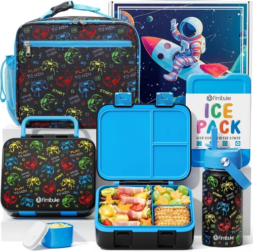 Miniatura 10 de Fimibuke - Lonchera Bento para Niños - Juego de Caja de Almuerzo Bento para Niños Pequeños con 3 Compartimentos, Botella de Agua de Acero A3.