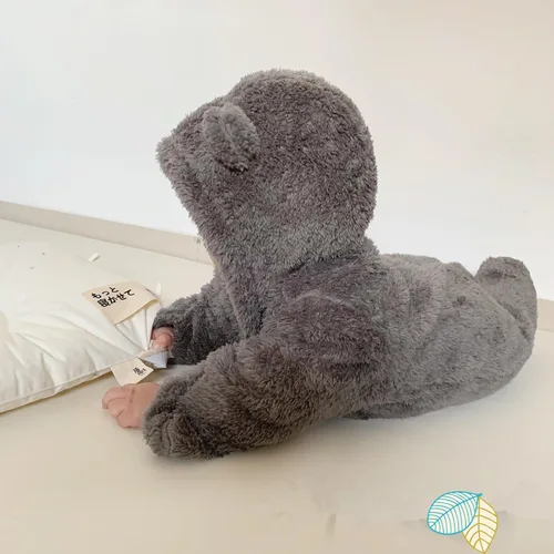 Miniatura 4 de Mameluco de forro polar para bebé recién nacido, cálido con capucha para bebé