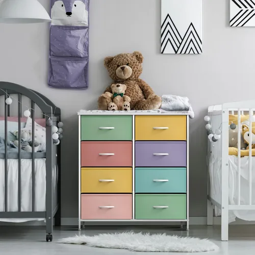 Miniatura 2 de Sorbus - Cómoda para niños con 8 cajones: mueble de almacenamiento en torre para dormitorio, pasillo, armario, organización de oficina, marco