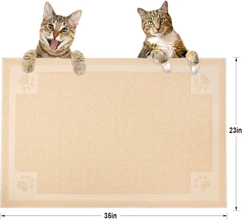 Miniatura 2 de UPSKY Trampero grande de arena para gatos de 35 x 23 pulgadas, atrapa las camadas de la caja y las patas, control de dispersión para plegar, tapete